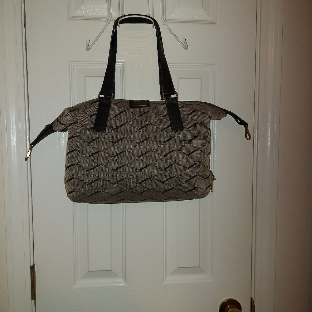 Fossil Fabric Grey/Black Satchel - Picture 12 of 13
